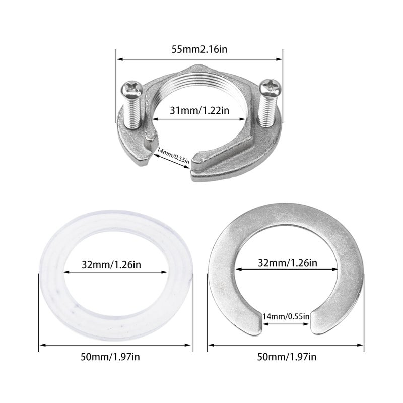 Rrina 2Pcs Hot Cold Faucet Fixing Tool Set Lock Nut Prevent Kitchen Bathroom Faucets from loosening (Stainless Steel) - Image 2